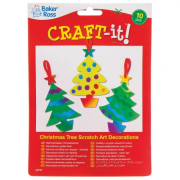 Dekorace vánoční stromky barvené škrabáním (10ks) (AR787)