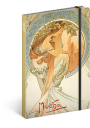 Notes Alfons Mucha – Poezie, linkovaný, 13 × 21 cm