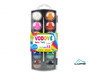 Barvy vodové se štětcem 12 barev, 23 mm LUMA