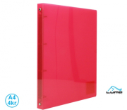 Pořadač LUMA A4 diagonální 4 kroužkový červený