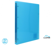 Pořadač LUMA A4 diagonální 4 kroužkový modrý