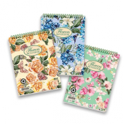 Nature Flowers kroužkový blok s horní spirálou A6 čtverečkovaný 60 listů mix motivů