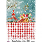 Rýžový papír Cadence A4 - Vánoční kolekce medvídek s vločkami