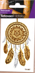Tetovací obtisky zlaté a stříbrné 10,5 x 6 cm - lapač snů