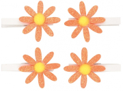 Kytičky tyrkysové s glitry na kolíčku 5 cm, 4 ks v sáčku