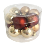 Sada skleněných baněk hnědá 2 cm, 12 ks 