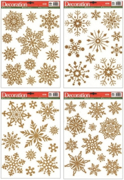 Okenní fólie vločky zlaté 28x22cm