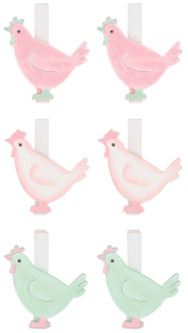 Slepička dřevěná 4,5 cm na kolíčku 6 ks pastelové barvy