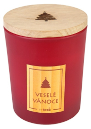 Svíčka Magic Wood s dřevěným knotem - Veselé Vánoce 300g 