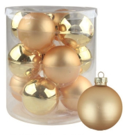 Sada skleněných baněk zlatých 5,7 cm, 12 ks 