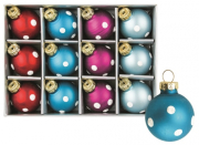 Sada skleněných baněk s puntíkem 3cm, 12ks 