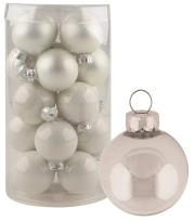 Sada skleněných baněk bílých (světle šedý odstín) 3 cm, 20 ks 