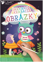 Škrabací obrázky 2 archy 16,5 x 21 cm Sovička