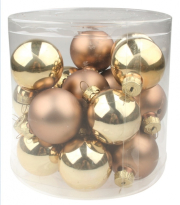 Sada skleněných baněk zlatých 4 cm, 18 ks 