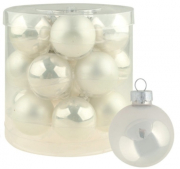 Sada skleněných baněk bílých (světle šedý odstín) 4 cm, 18 ks