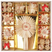 Slaměné ozdoby různých tvarů 6 - 10 cm, 40 ks